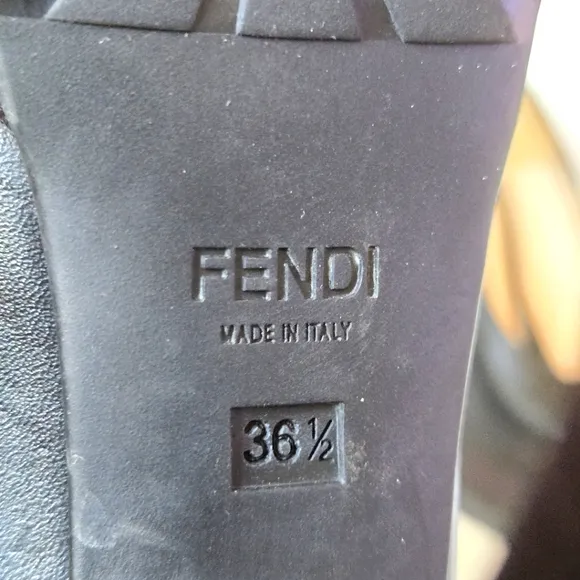 Fendi Black Patent Leather Peep Toe Heels size 36.5 US 6.5