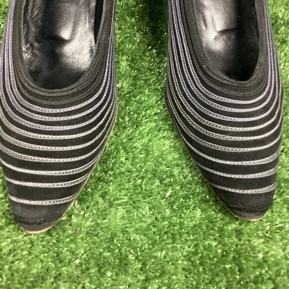 FENDI Vintage Black Gray Striped Heels 9 N