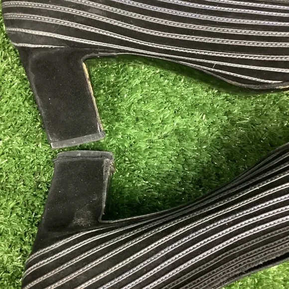 FENDI Vintage Black Gray Striped Heels 9 N