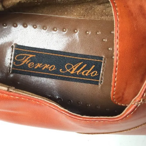 Ferro Aldo Leather Oxfords Brown/Orange Size 9