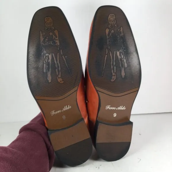 Ferro Aldo Leather Oxfords Brown/Orange Size 9