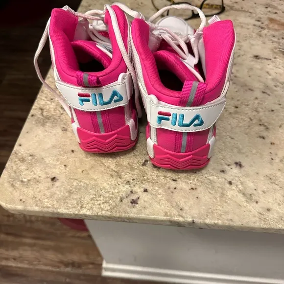Fila High-Top Pink and White Sneakers