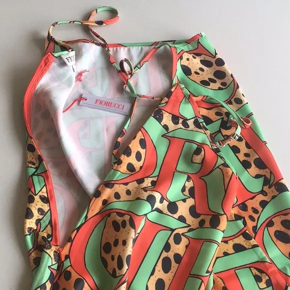 Fiorucci leopard print logo slip mini dress