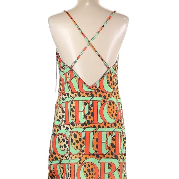 Fiorucci leopard print logo slip mini dress