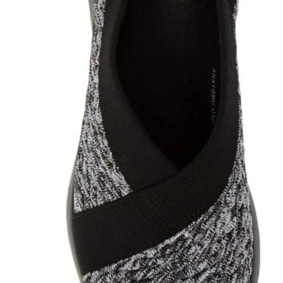 Fitflop Artknit Ballet Shoe Slip On Sneaker Women 5 Gray Black Comfort LIght 36