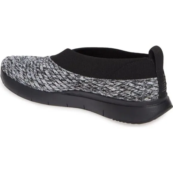 Fitflop Artknit Ballet Shoe Slip On Sneaker Women 5 Gray Black Comfort LIght 36