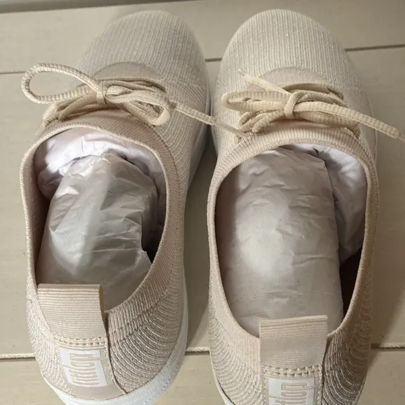 FitFlop F-Sporty Uberknit Slip-On Sneakers, Stone, 8.5M