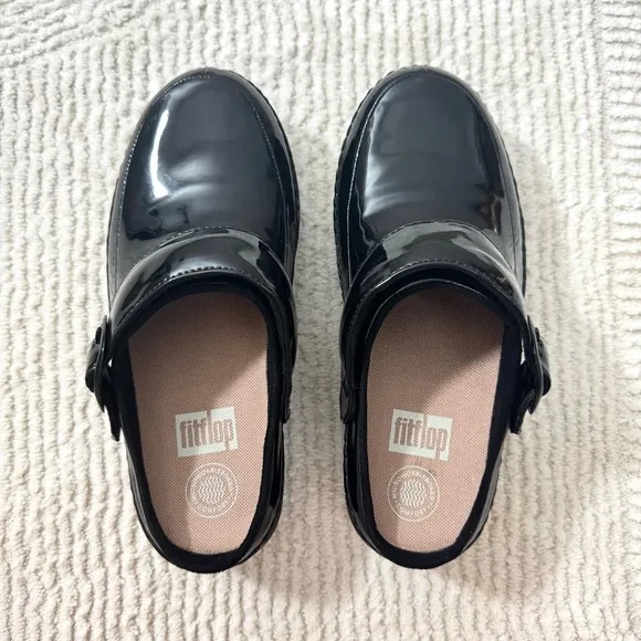 Fitflop Gogh Pro Superlight Patent Leather Clogs Size 37 US 6