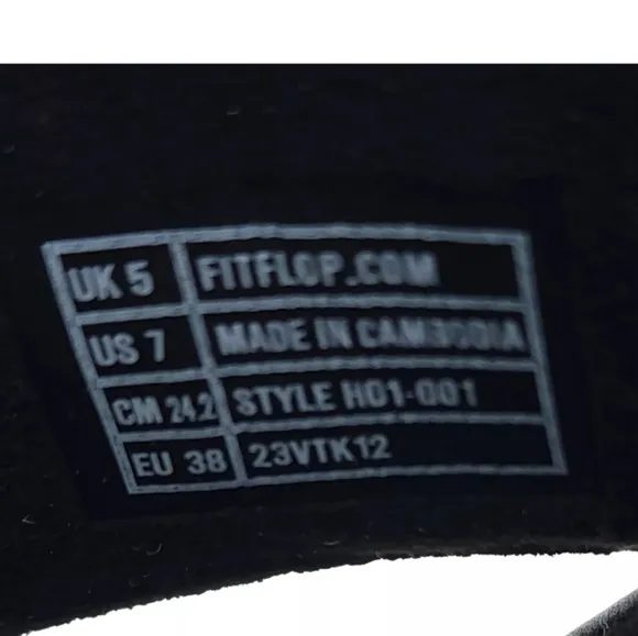 Fitflop Lulu Crystal-Buckle Black Leather Cross Slides Women's Size 38 US 7