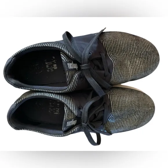 FitFlop Sporty-Pop X Lizard Print Sneakers, Black, Women’s Size9, Casual Fun