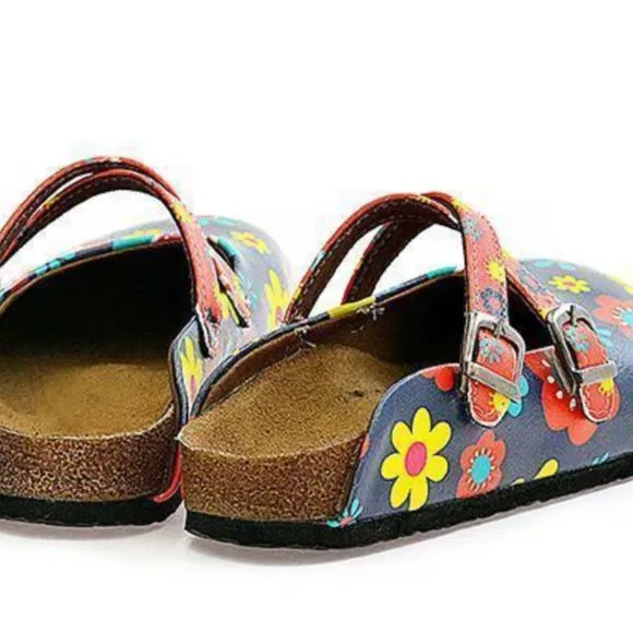 Floral Cross-Strap Clogs - Calceo Line of Goby Shoes