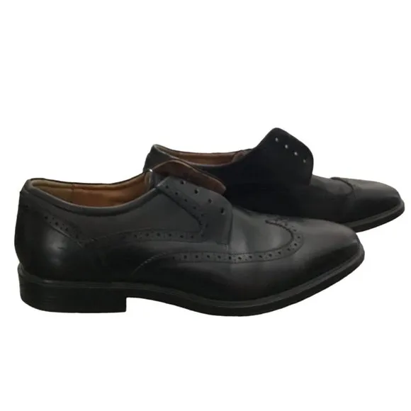 FLORSHEIM -MENS BLACK OXFORDS LEATHER UPPERS LACE UPCASUAL DRESS SHOES SIZE 11.5