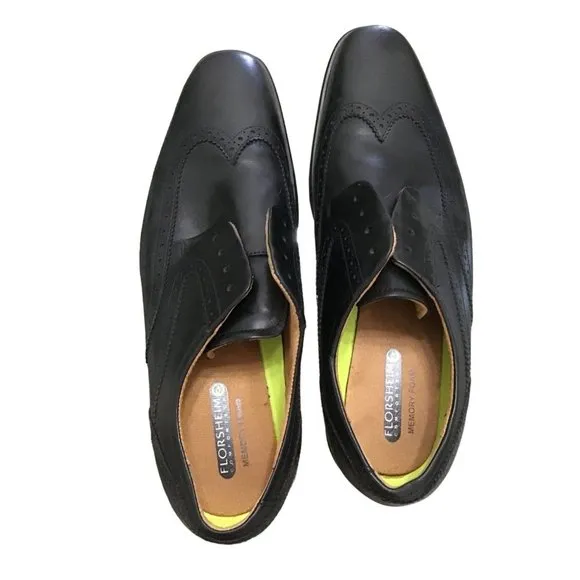 FLORSHEIM -MENS BLACK OXFORDS LEATHER UPPERS LACE UPCASUAL DRESS SHOES SIZE 11.5