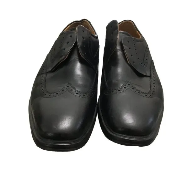 FLORSHEIM -MENS BLACK OXFORDS LEATHER UPPERS LACE UPCASUAL DRESS SHOES SIZE 11.5