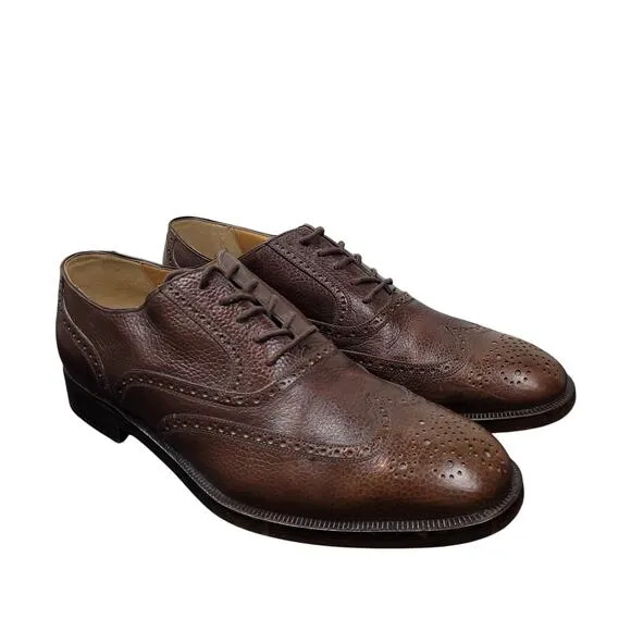 Florsheim Shoe Men's 9 D Brown Pebble Leather Long Wingtip Brogue Oxfords