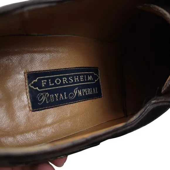 Florsheim Shoe Men's 9 D Brown Pebble Leather Long Wingtip Brogue Oxfords
