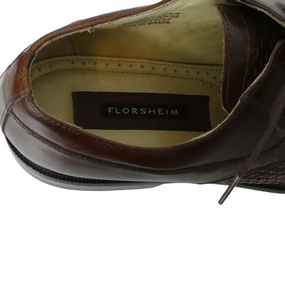 Florsheim Woven Brown Leather Oxfords Salinger Mens Size US 10D #966