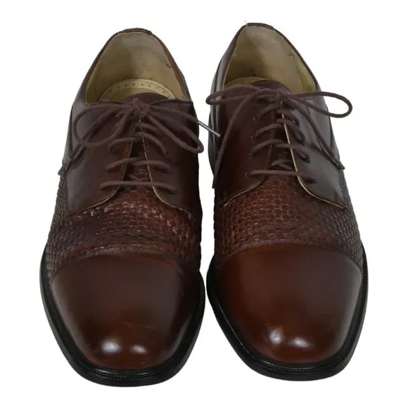 Florsheim Woven Brown Leather Oxfords Salinger Mens Size US 10D #966