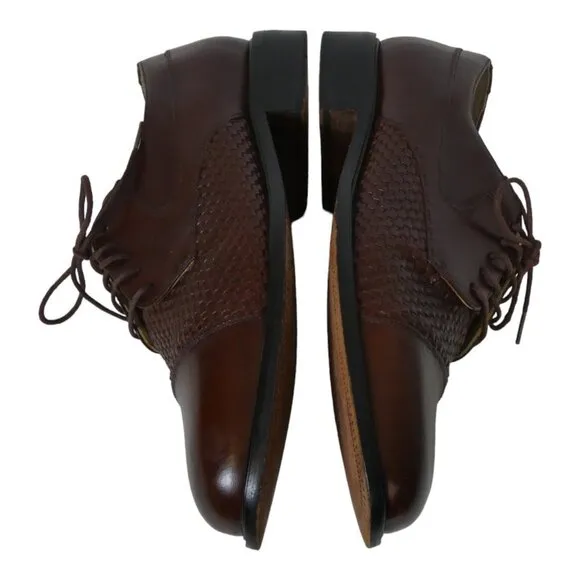 Florsheim Woven Brown Leather Oxfords Salinger Mens Size US 10D #966
