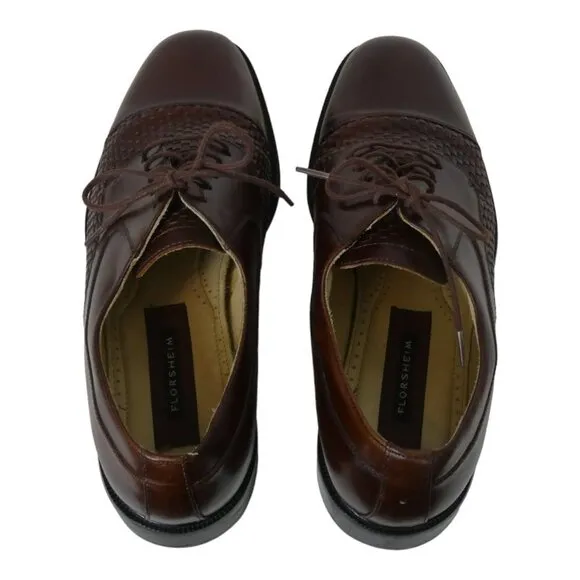 Florsheim Woven Brown Leather Oxfords Salinger Mens Size US 10D #966