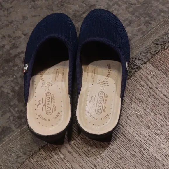 Fly Foot Anatomic Lightweight Navy Blue Mesh Clogs Shoes size  7.5