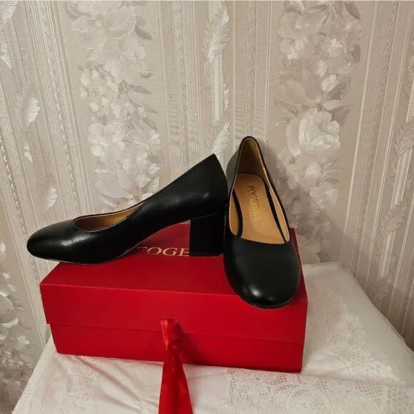 Fogeena Leather Block Heel NIB