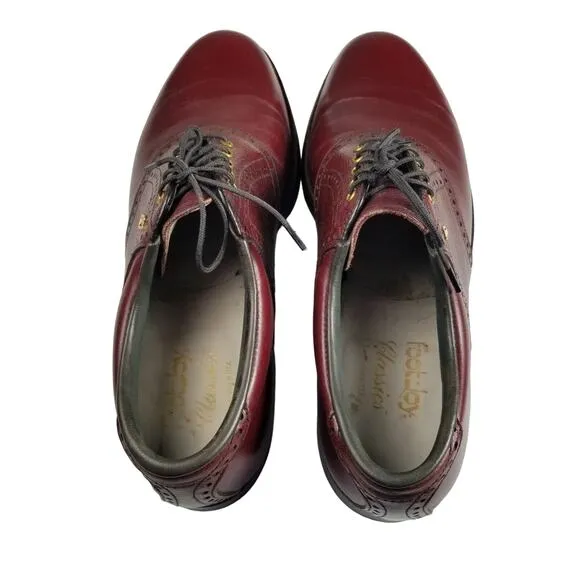 Footjoy Vintage USA Handmade Oxfords Burgundy  Brown Shoes &amp; Shoe Trees 9 1/2 C