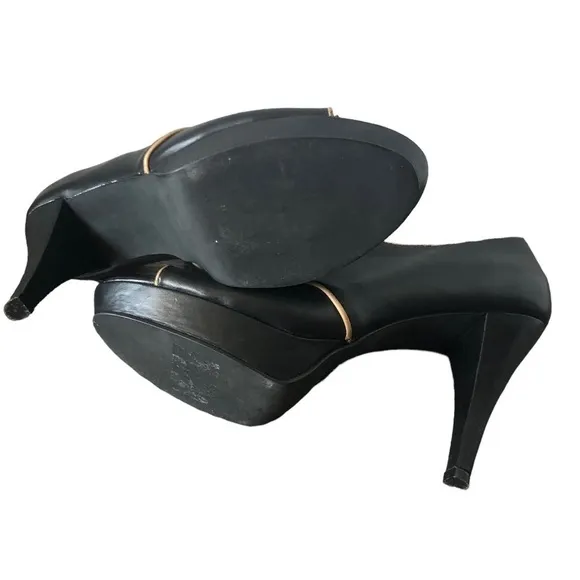 Fortress of Inca Open Toe Heels Black Size 9.5-10