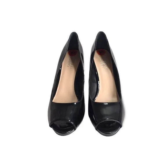 🆕Franco Sarto Black Open Toe Patent Leather High Heels