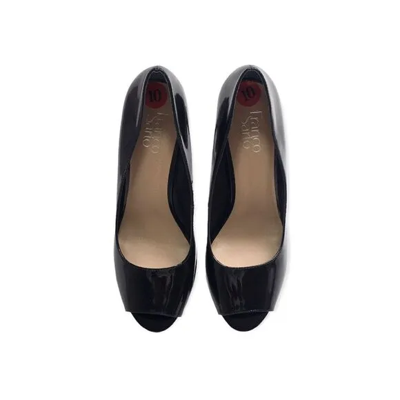 🆕Franco Sarto Black Open Toe Patent Leather High Heels