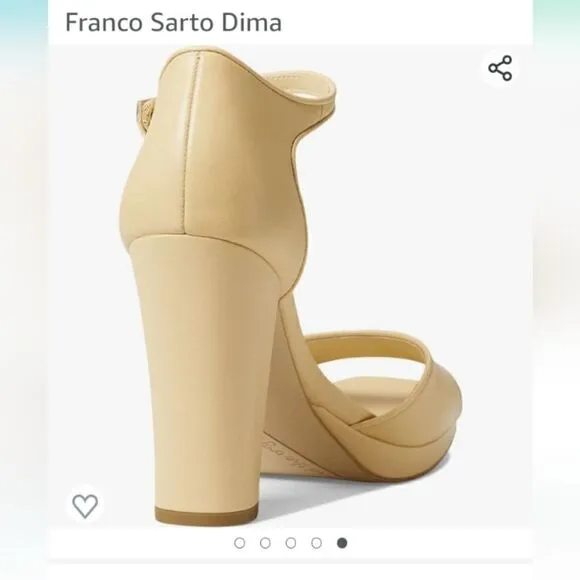 Franco Sarto Dima tan leather block open square toe heels size 10 NWT