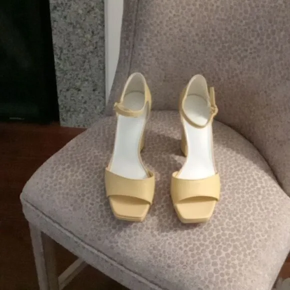 Franco Sarto Dima tan leather block open square toe heels size 10 NWT