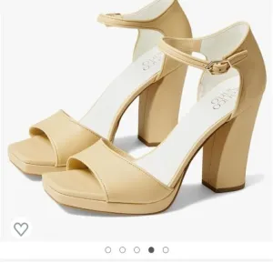 Franco Sarto Dima tan leather block open square toe heels size 10 NWT