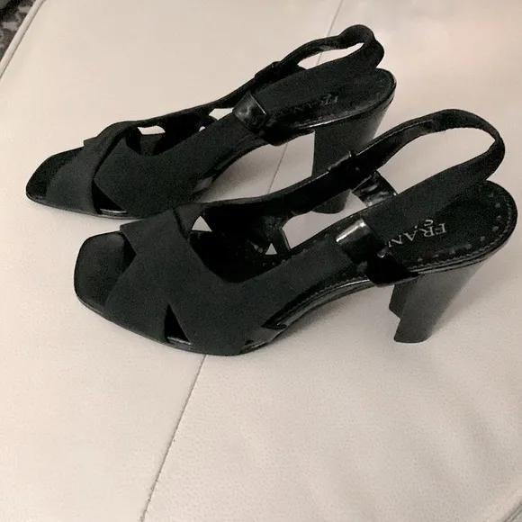 Franco Sarto Haste Block Heels/Slingback Sandals -Black -Size 7 1/2