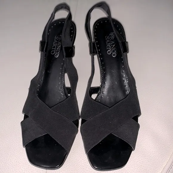 Franco Sarto Haste Block Heels/Slingback Sandals -Black -Size 7 1/2