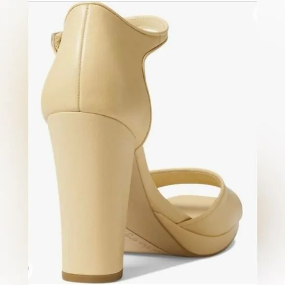 Franco Sarto NWT Dima Tan Leather Open Toe Heels Shoes.