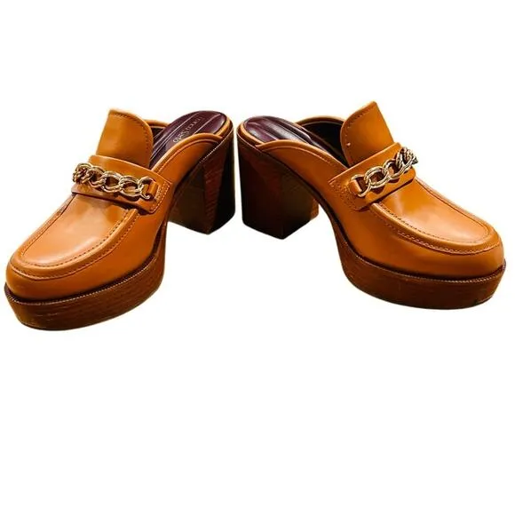 Franco Sarto Women's L-katraclog Mules Caramel Light Brown Size 8.5