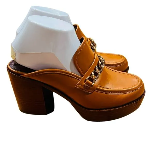 Franco Sarto Women's L-katraclog Mules Caramel Light Brown Size 8.5