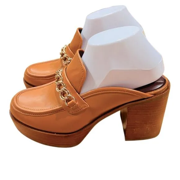 Franco Sarto Women's L-katraclog Mules Caramel Light Brown Size 8.5