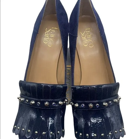 Franco Sarto Kipper Womens Mixed Media Patent Block Heels
