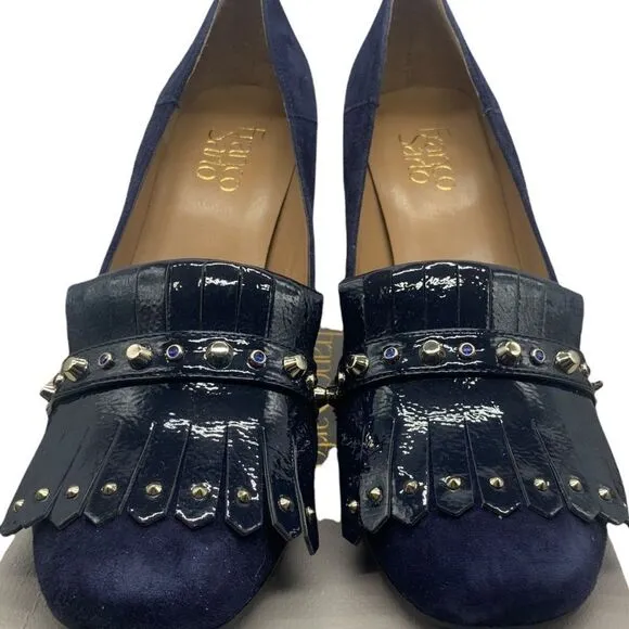 Franco Sarto Kipper Womens Mixed Media Patent Block Heels