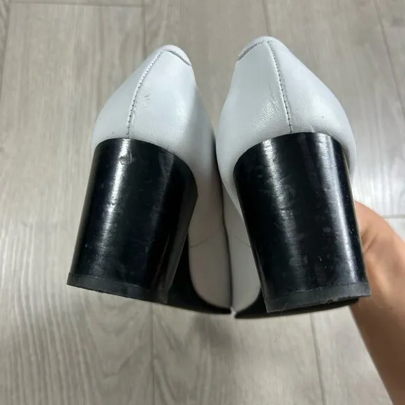 Frank &amp; Oak White Leather Block Heels