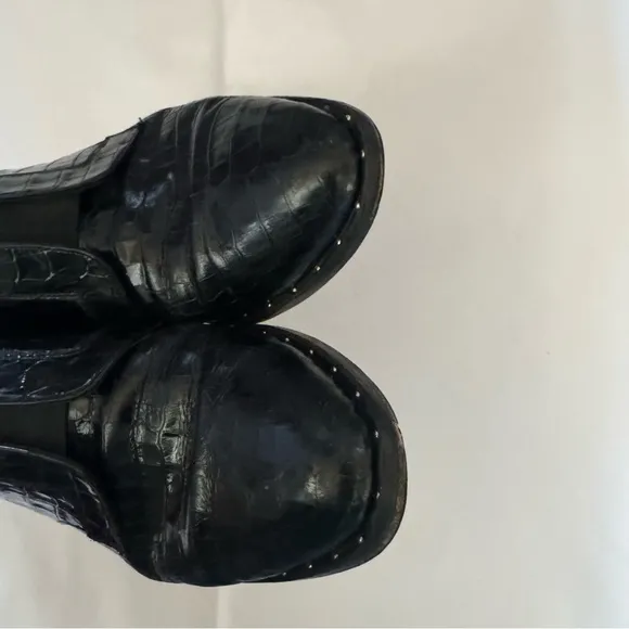 FREDA SALVADOR LACELESS D'ORSAY Oxfords in BLACK EMBOSSED CROC