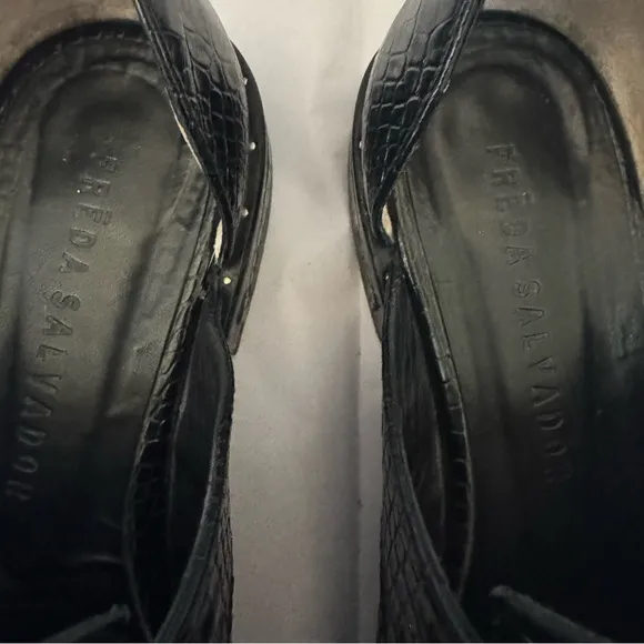 FREDA SALVADOR LACELESS D'ORSAY Oxfords in BLACK EMBOSSED CROC
