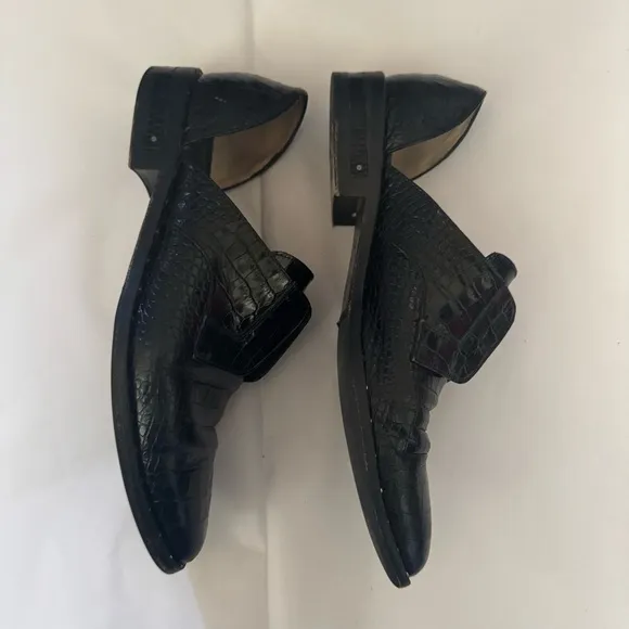 FREDA SALVADOR LACELESS D'ORSAY Oxfords in BLACK EMBOSSED CROC