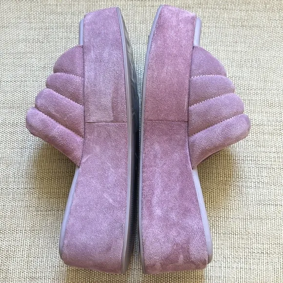 Free People Almost Paradise Platform Sandals Suede Orchid, size 38.5 /8.5. EUC