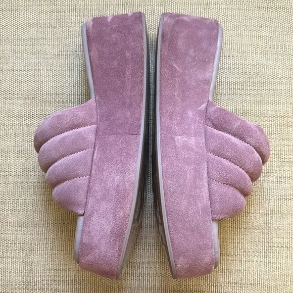 Free People Almost Paradise Platform Sandals Suede Orchid, size 38.5 /8.5. EUC