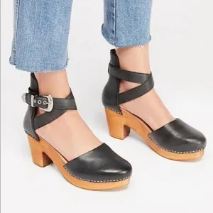 Free People Andorra Black Western Clog-Size 37