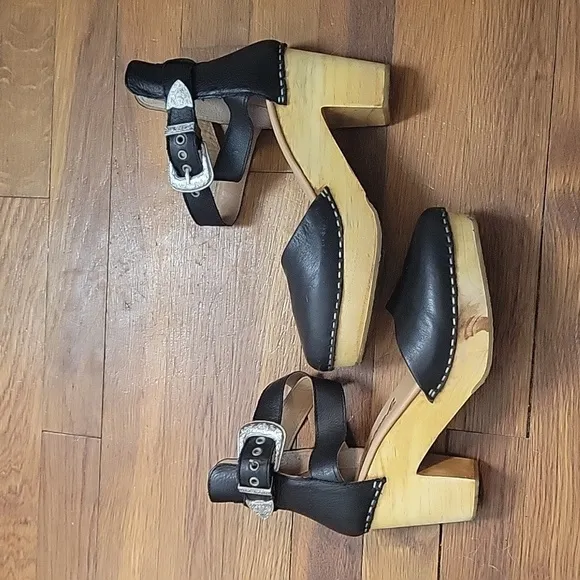 Free People Andorra Black Western Clog-Size 37