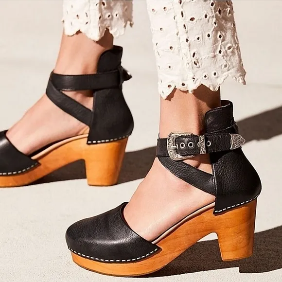 Free People Andorra Black Western Clog-Size 37
